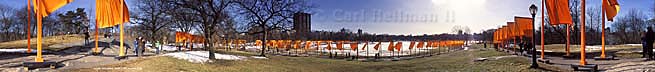 360 panoramas - The Gates, Central Park, New York City, 1979-2005, artists Christo and Jeanne-Claude - 360 degree panorama of The Gates in North Meadow of Central Park copyright outdoor photographer Carl Heilman II of Brant Lake, New York